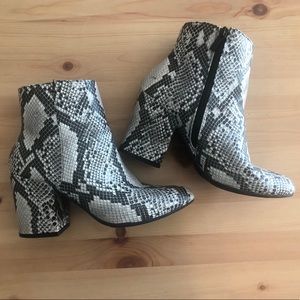 Snakeskin booties!! NEVER WORN